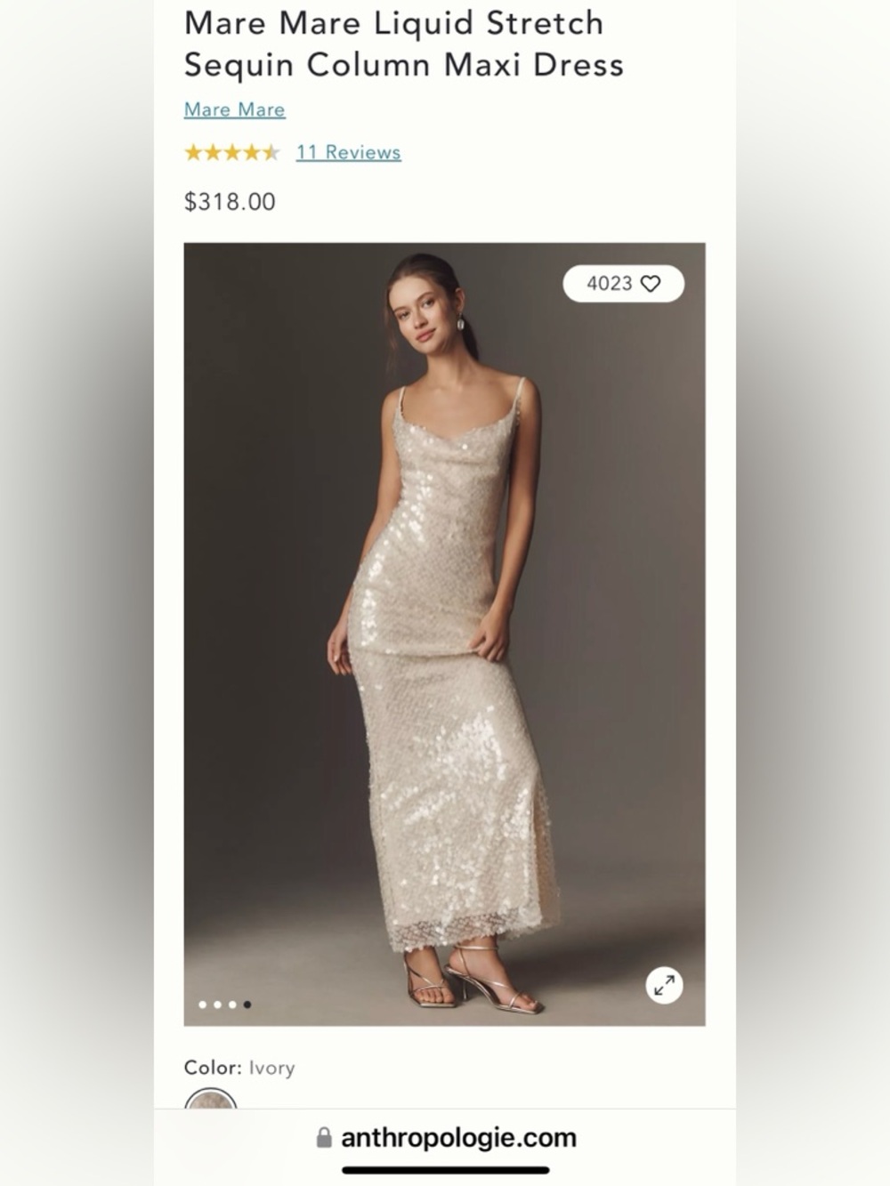 Mare Mare Ivory Sequin Column Maxi Dress
